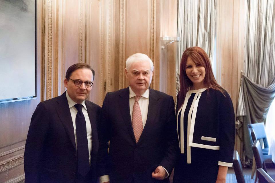 Randa-Kassis-with-Lord-Lord-Norman-Lamont-former-Chancellor-of-the-Exchequer-in-U.K-and-Fabien-Baussart-President-of-CPFA.-Paris-Jun-3th